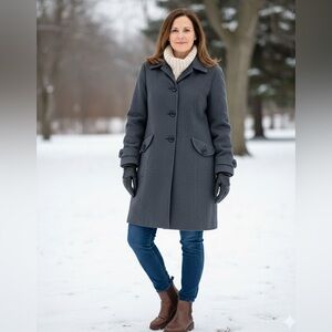 JLO BY JENNIFER LOPEZ WOOL LONG WINTER Pea COAT Jacket Size XL gray women's cozy